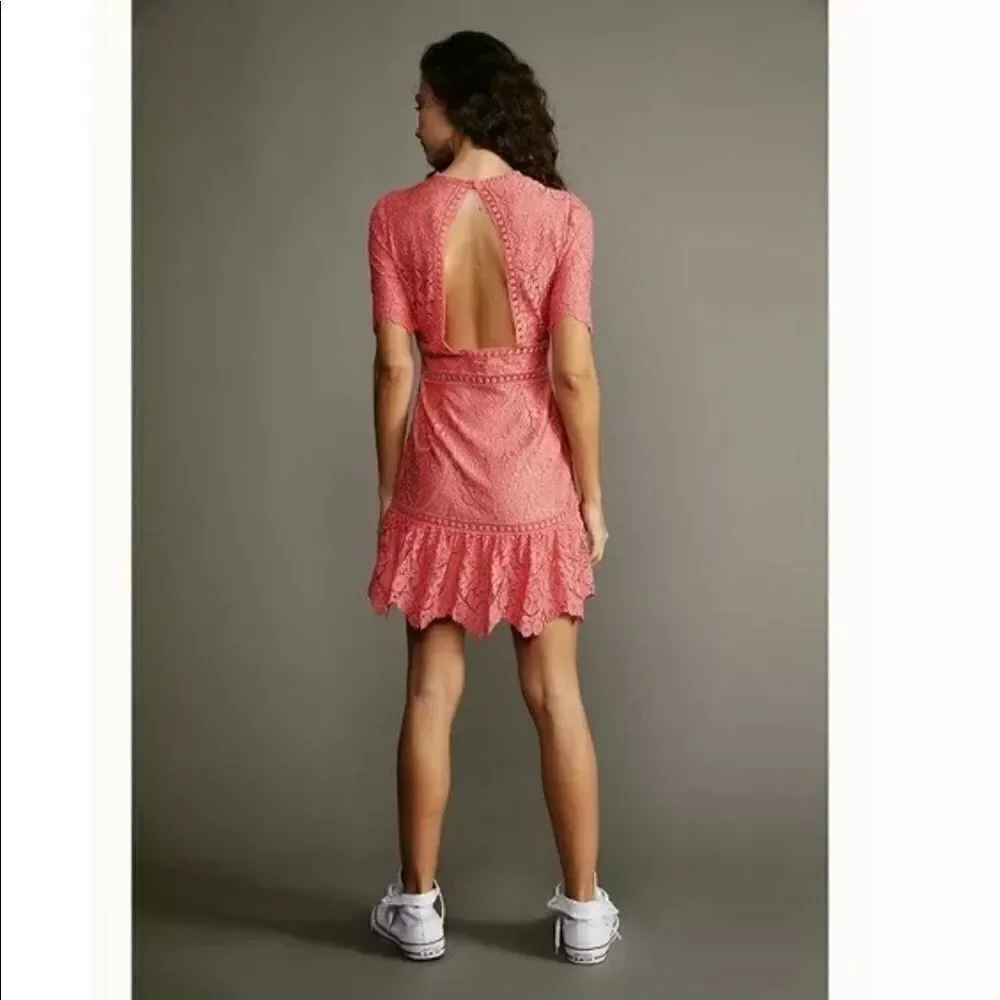 Free People - Saylor Crochet Lace Cutout Mini Dress Porcelain Rose Pink …